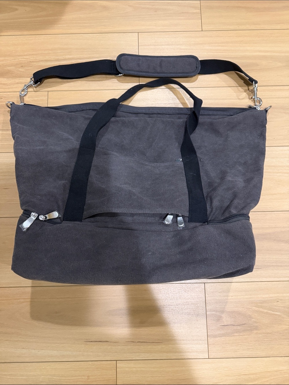 Lo & Sons Dark Gray Canvas Weekender Duffel with Shoulder Strap W27.5” H20” D9”
